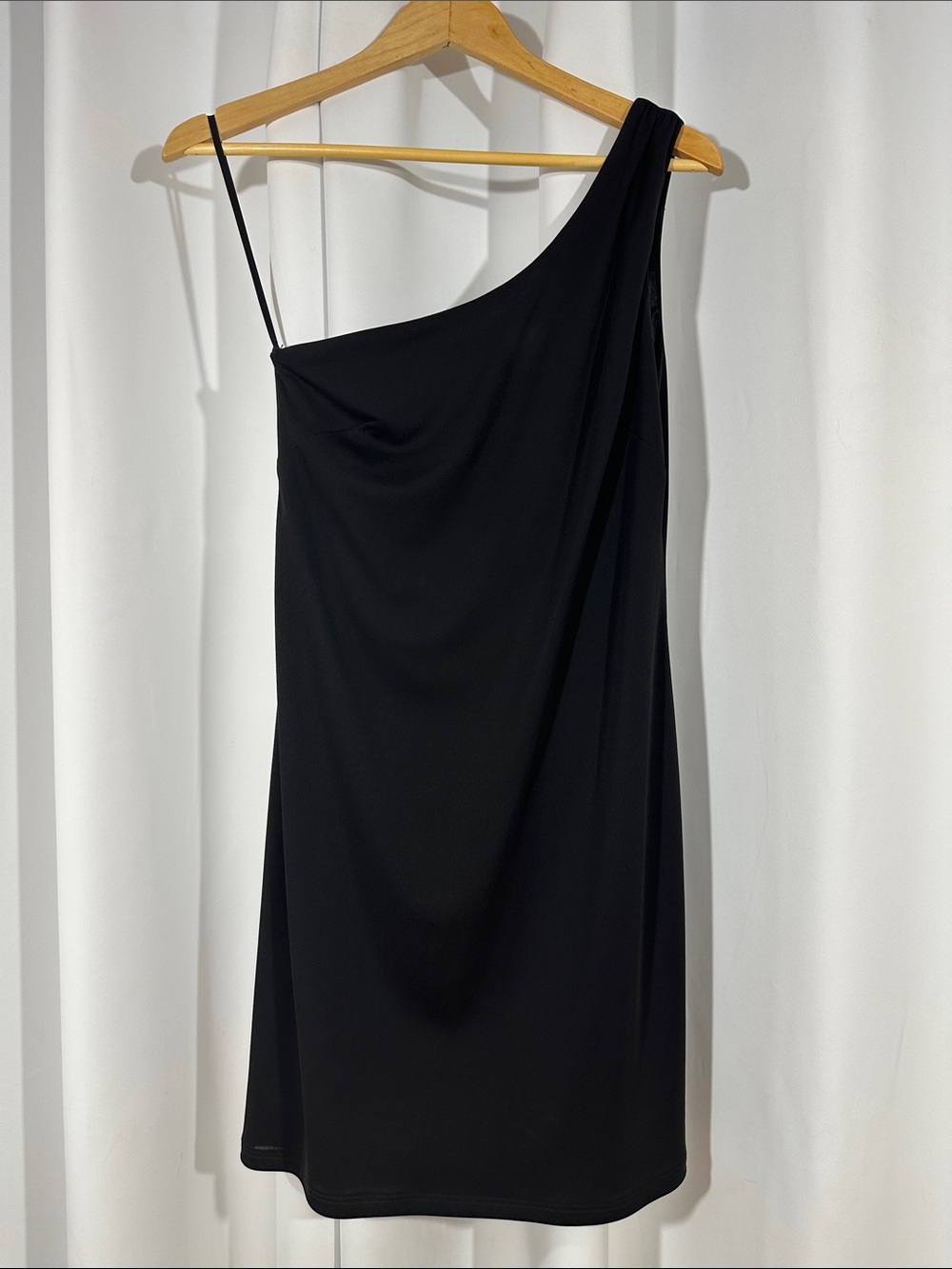 Laundry by Design Black One Shoulder Cocktail Dress Size 6 Draped Evening